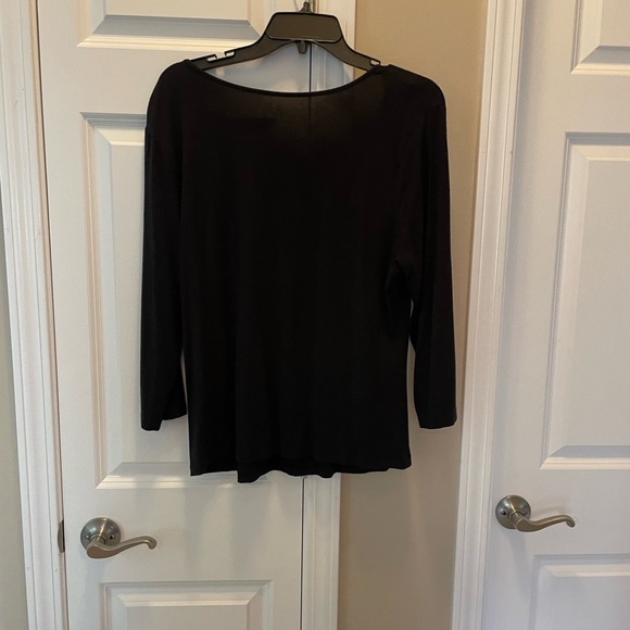 Talbots black 3/4 sleeve ruched neck line - Picture 5 of 5